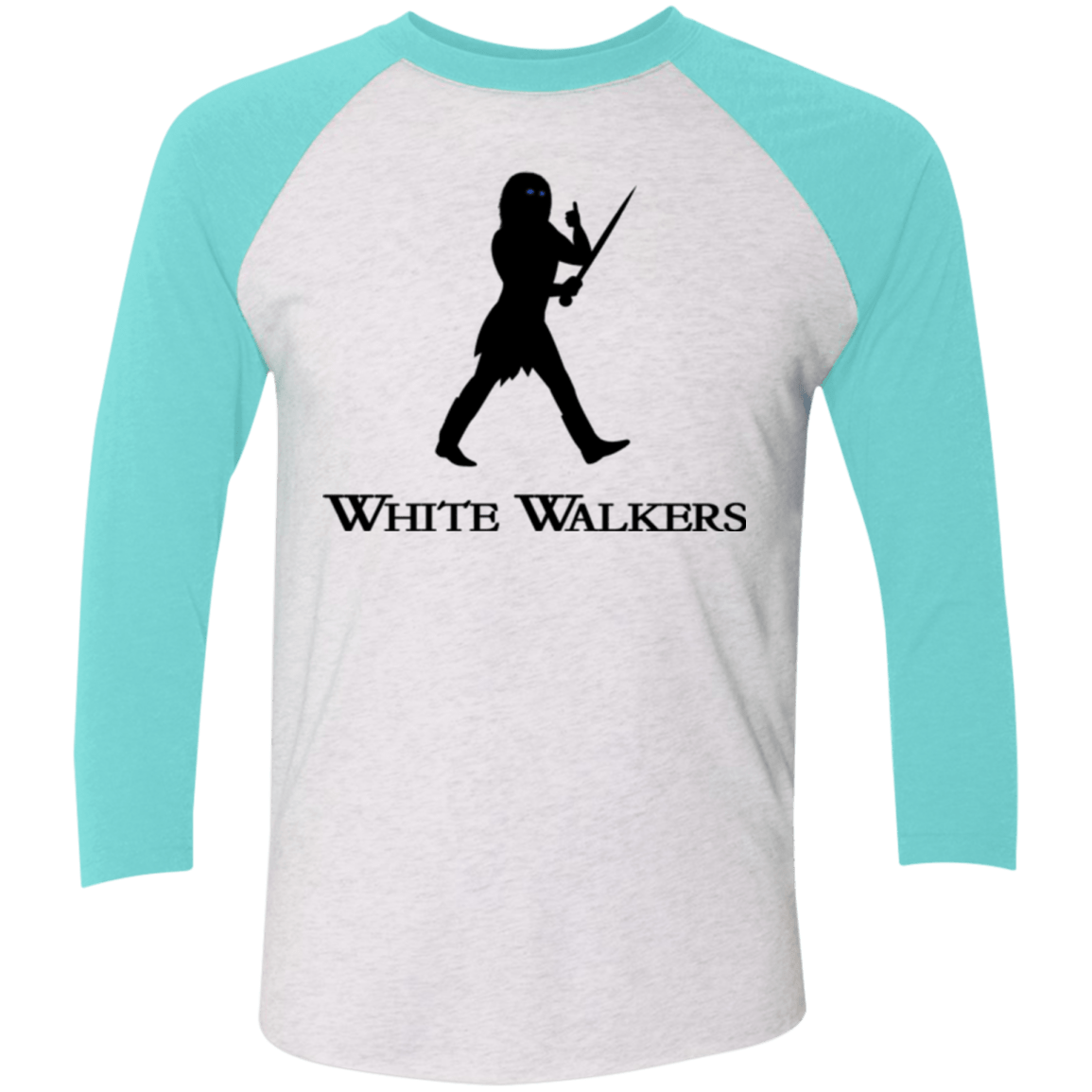 T-Shirts Heather White/Tahiti Blue / X-Small White walkers Men's Triblend 3/4 Sleeve