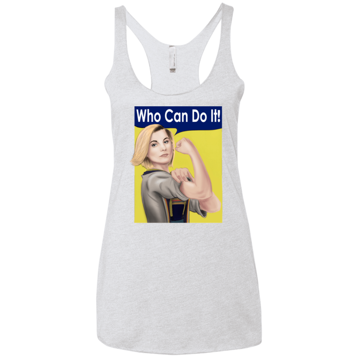 T-Shirts Heather White / X-Small Who Can Do It Women's Triblend Racerback Tank