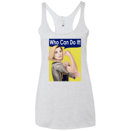 T-Shirts Heather White / X-Small Who Can Do It Women's Triblend Racerback Tank