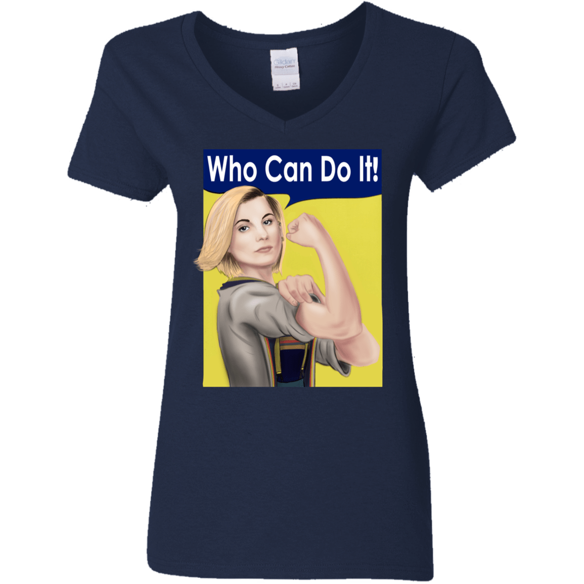 T-Shirts Navy / S Who Can Do It Women's V-Neck T-Shirt