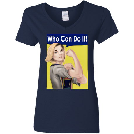 T-Shirts Navy / S Who Can Do It Women's V-Neck T-Shirt