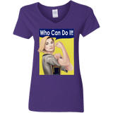 T-Shirts Purple / S Who Can Do It Women's V-Neck T-Shirt