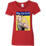 T-Shirts Red / S Who Can Do It Women's V-Neck T-Shirt