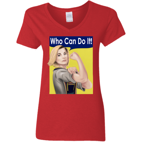 T-Shirts Red / S Who Can Do It Women's V-Neck T-Shirt