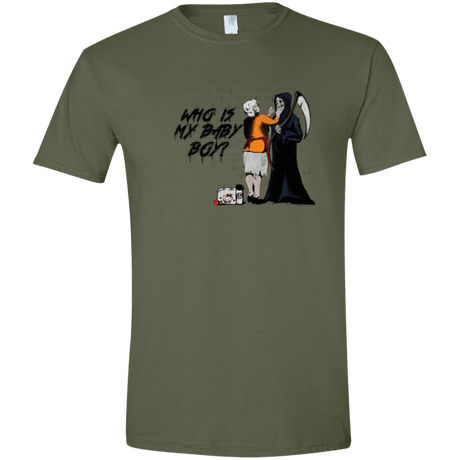 T-Shirts Military Green / S Who Is My Baby Boy Men's Semi-Fitted Softstyle
