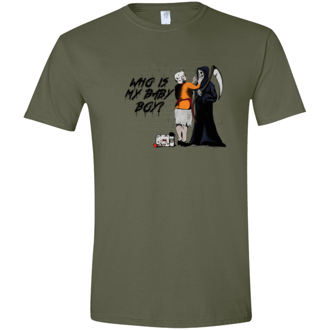 T-Shirts Military Green / S Who Is My Baby Boy Men's Semi-Fitted Softstyle