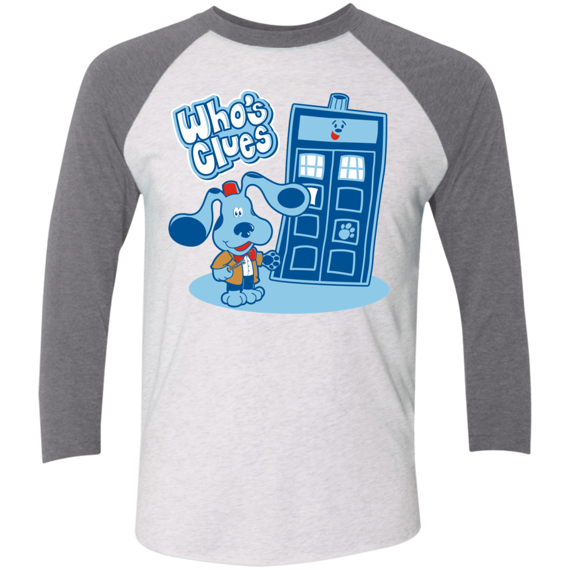 T-Shirts Heather White/Premium Heather / X-Small Who's Clues Men's Triblend 3/4 Sleeve