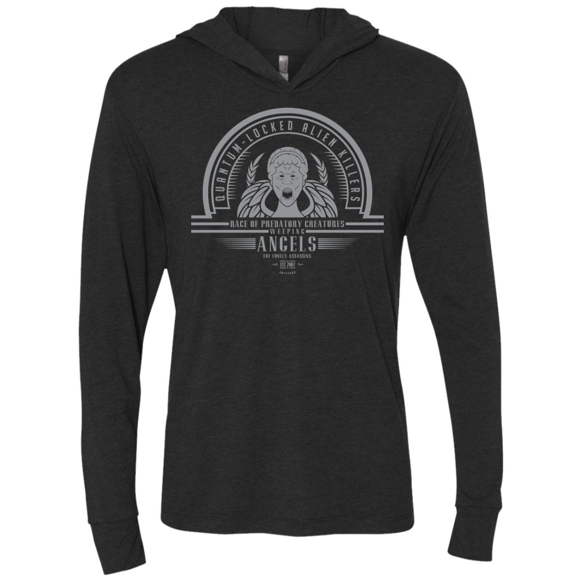 T-Shirts Vintage Black / X-Small Who Villains Weeping Angels Triblend Long Sleeve Hoodie Tee