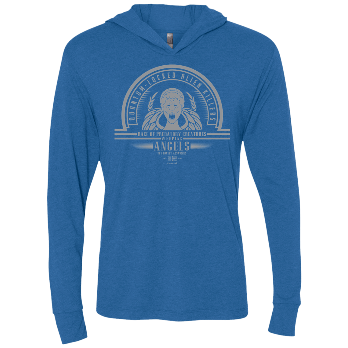 T-Shirts Vintage Royal / X-Small Who Villains Weeping Angels Triblend Long Sleeve Hoodie Tee