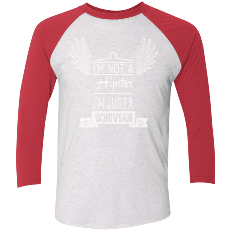T-Shirts Heather White/Vintage Red / X-Small Whovian Hipster Men's Triblend 3/4 Sleeve