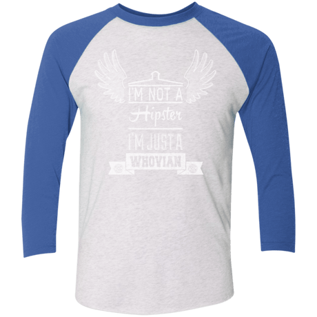 T-Shirts Heather White/Vintage Royal / X-Small Whovian Hipster Men's Triblend 3/4 Sleeve