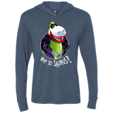 T-Shirts Indigo / X-Small Why So Saurus Triblend Long Sleeve Hoodie Tee