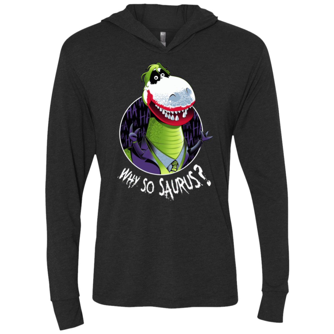 T-Shirts Vintage Black / X-Small Why So Saurus Triblend Long Sleeve Hoodie Tee