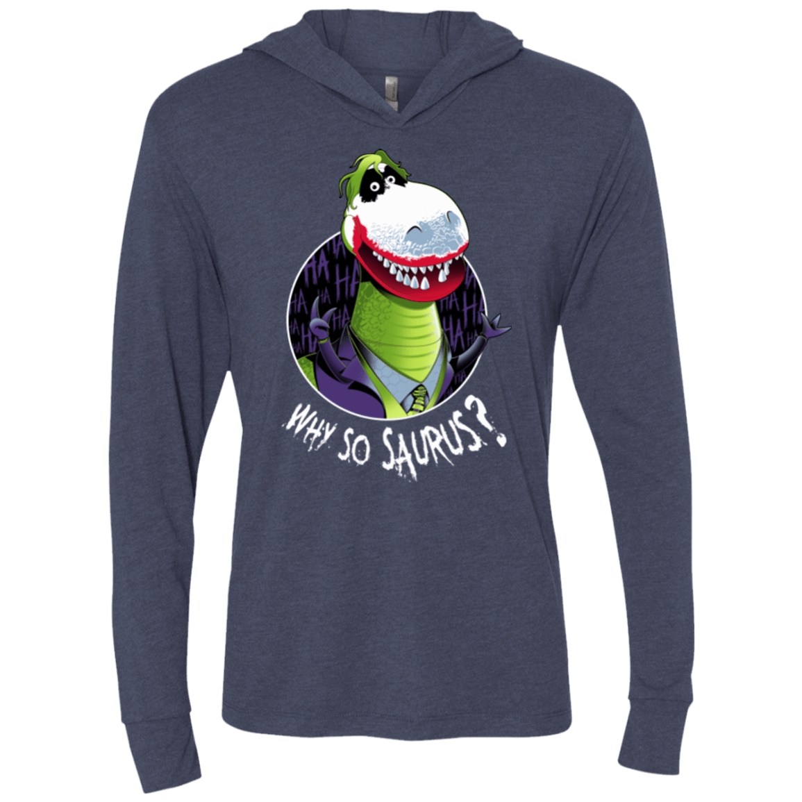 T-Shirts Vintage Navy / X-Small Why So Saurus Triblend Long Sleeve Hoodie Tee