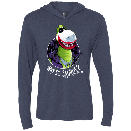 T-Shirts Vintage Navy / X-Small Why So Saurus Triblend Long Sleeve Hoodie Tee