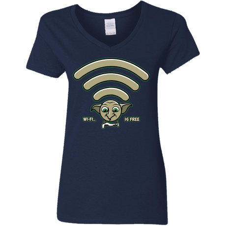 T-Shirts Navy / S Wi-fi is Free Women's V-Neck T-Shirt