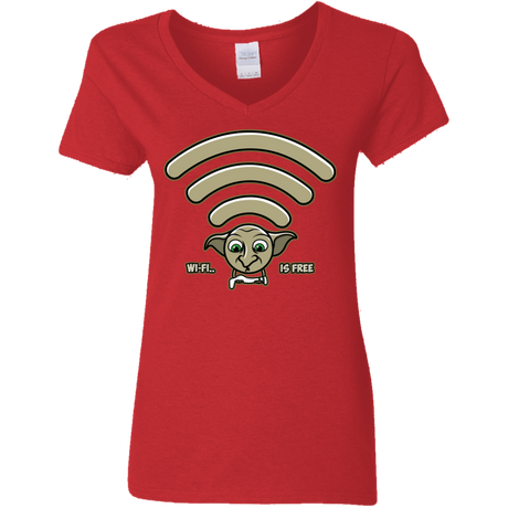 T-Shirts Red / S Wi-fi is Free Women's V-Neck T-Shirt