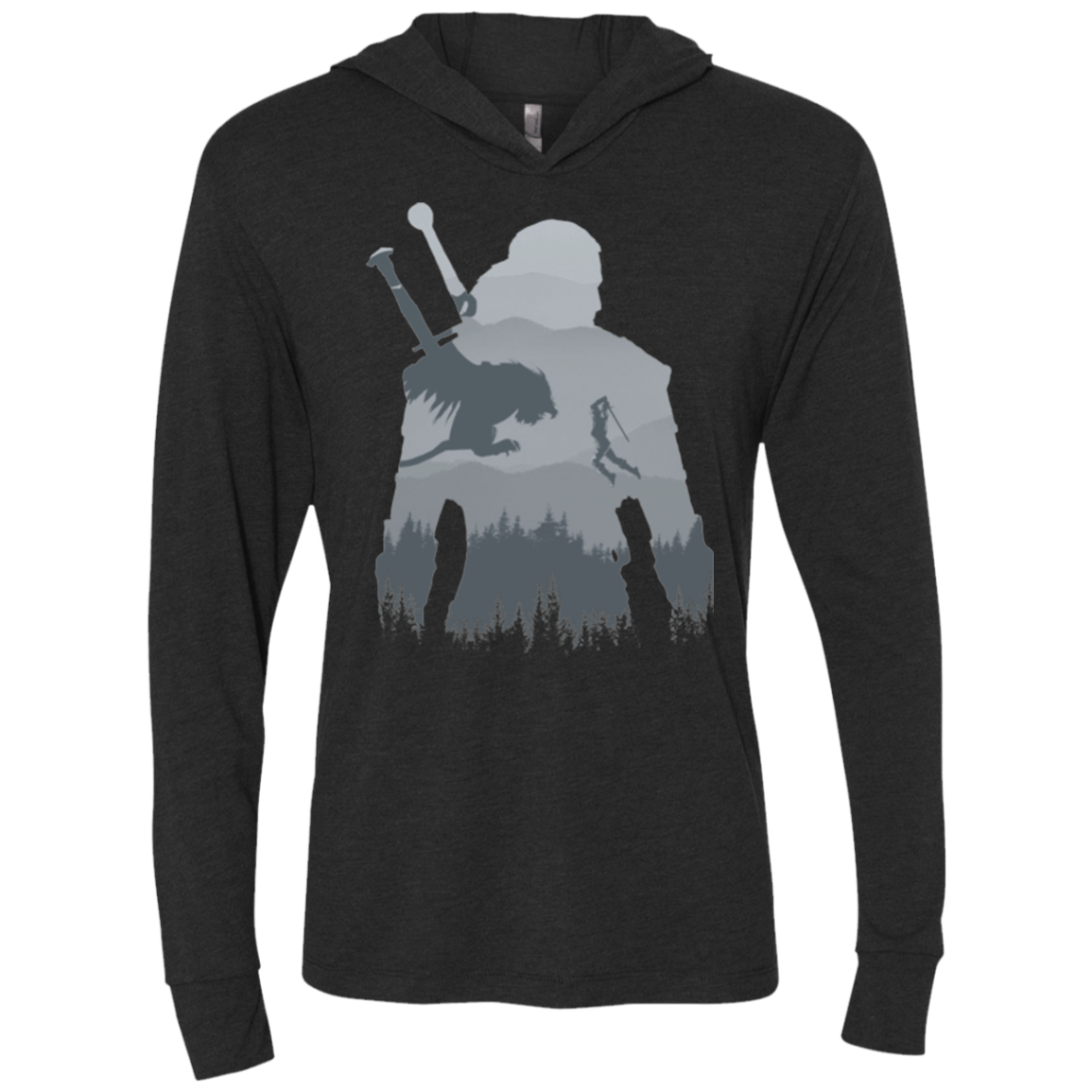 T-Shirts Vintage Black / X-Small Wild silhouette Triblend Long Sleeve Hoodie Tee