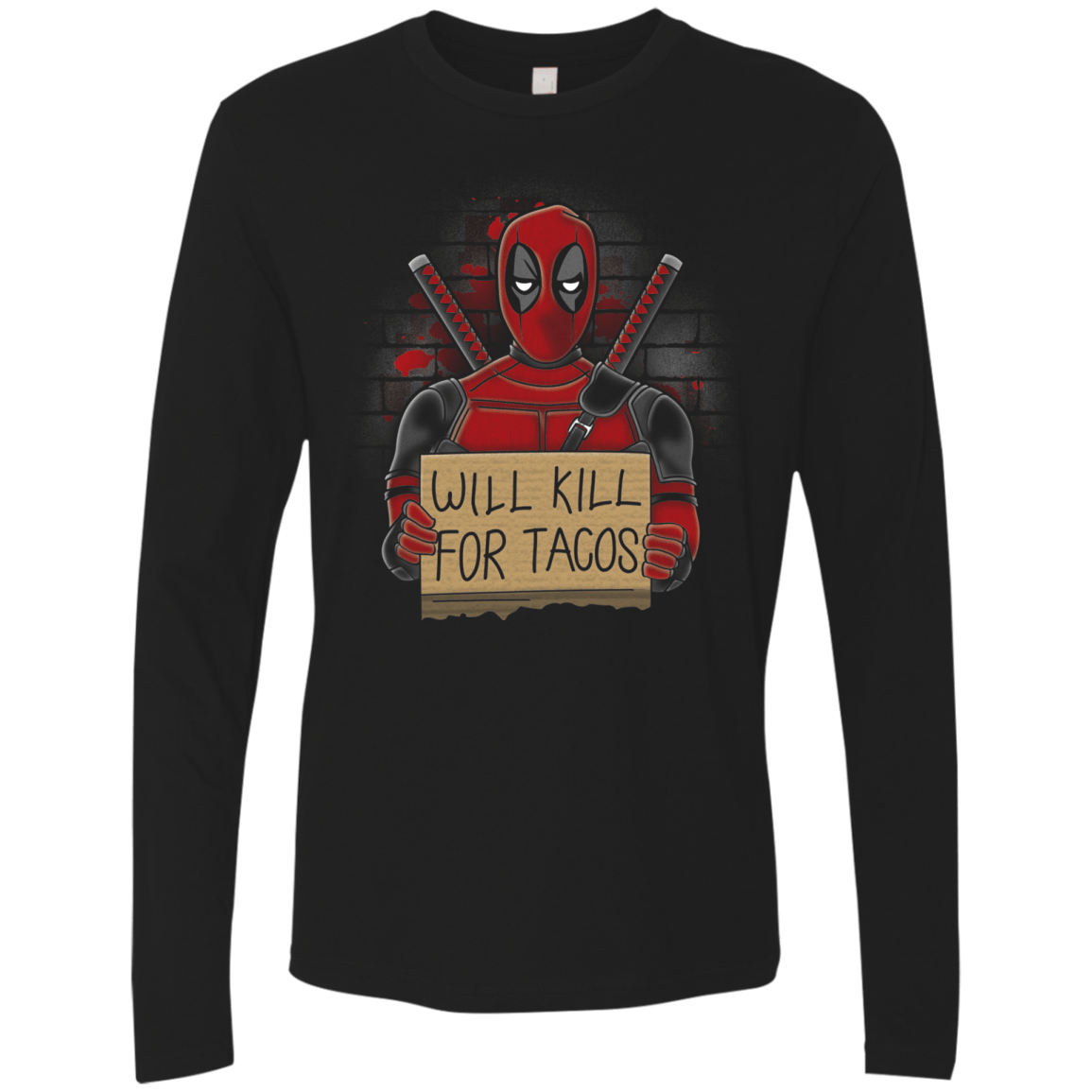 T-Shirts Black / S Will Kill for Tacos Men's Premium Long Sleeve