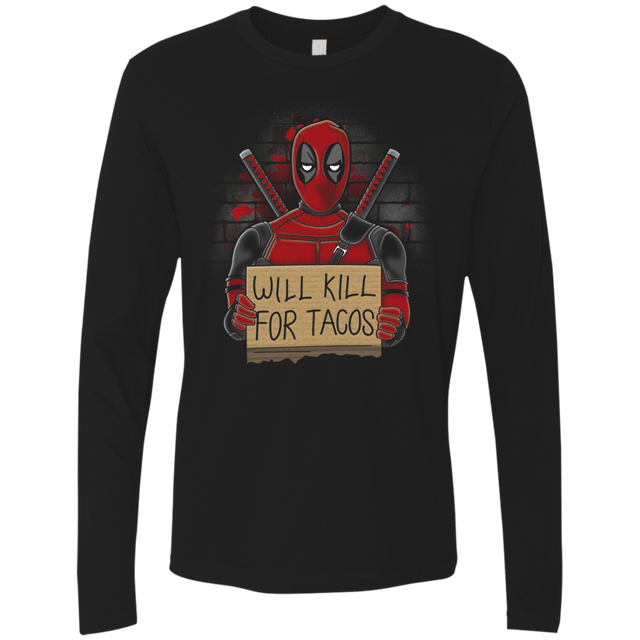 T-Shirts Black / S Will Kill for Tacos Men's Premium Long Sleeve