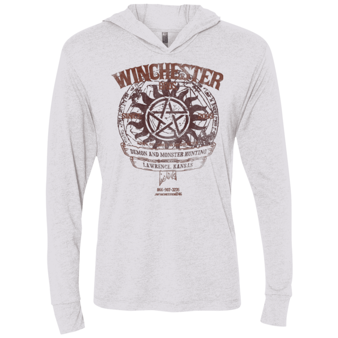 T-Shirts Heather White / X-Small Winchester Bros Triblend Long Sleeve Hoodie Tee