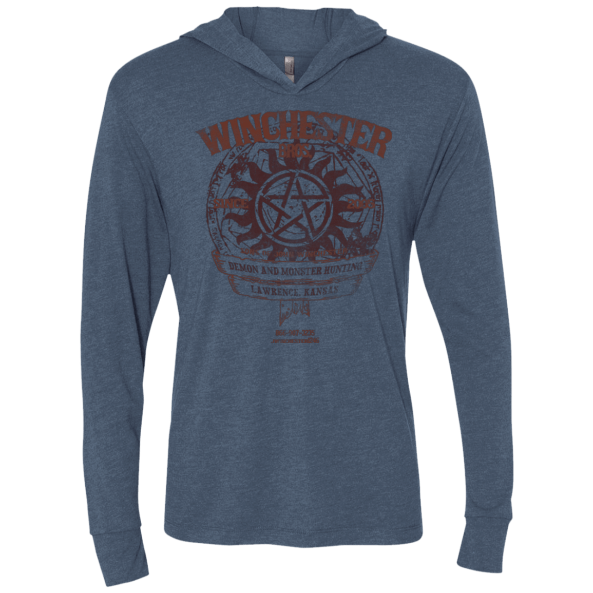 T-Shirts Indigo / X-Small Winchester Bros Triblend Long Sleeve Hoodie Tee