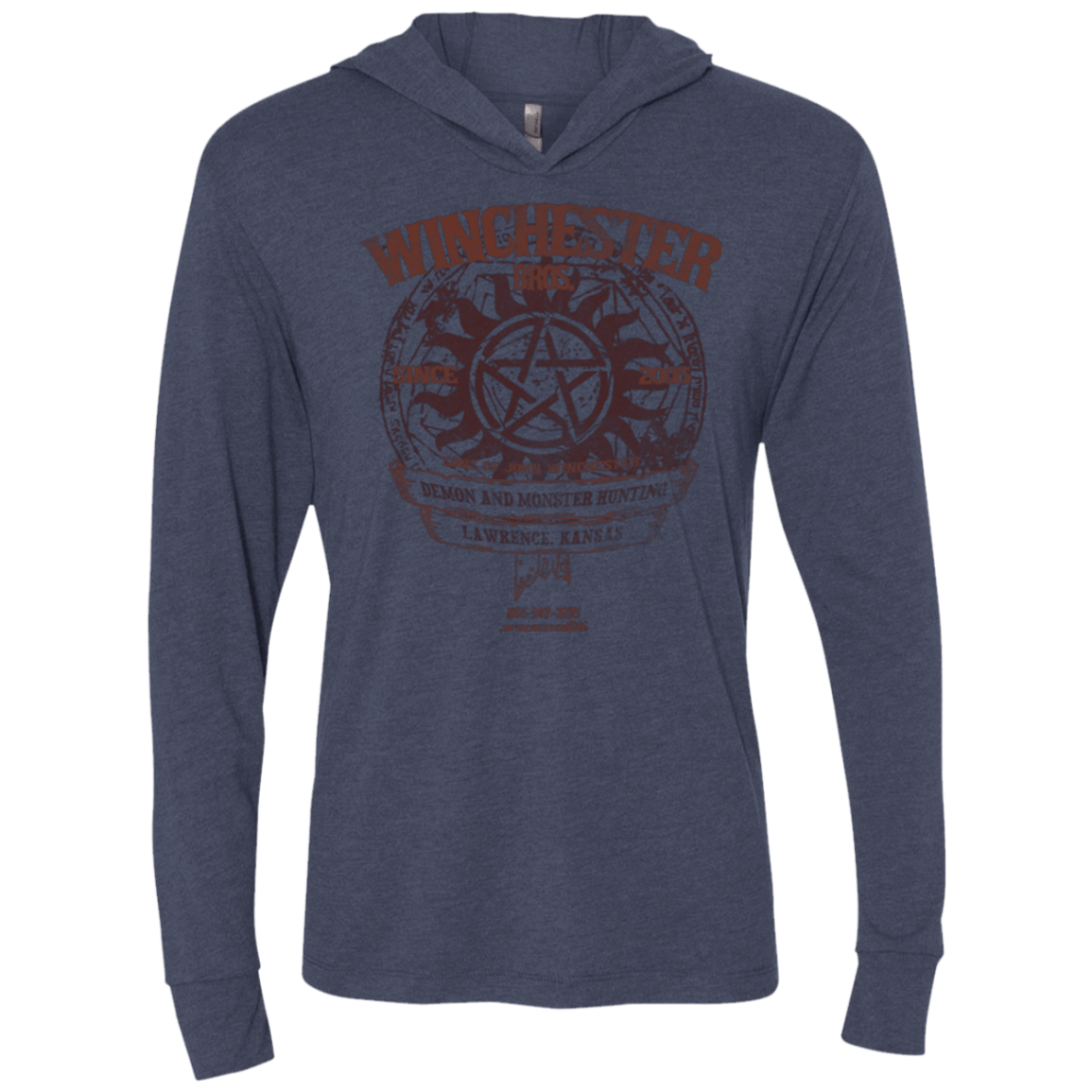 T-Shirts Vintage Navy / X-Small Winchester Bros Triblend Long Sleeve Hoodie Tee