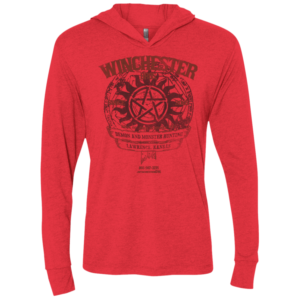 T-Shirts Vintage Red / X-Small Winchester Bros Triblend Long Sleeve Hoodie Tee