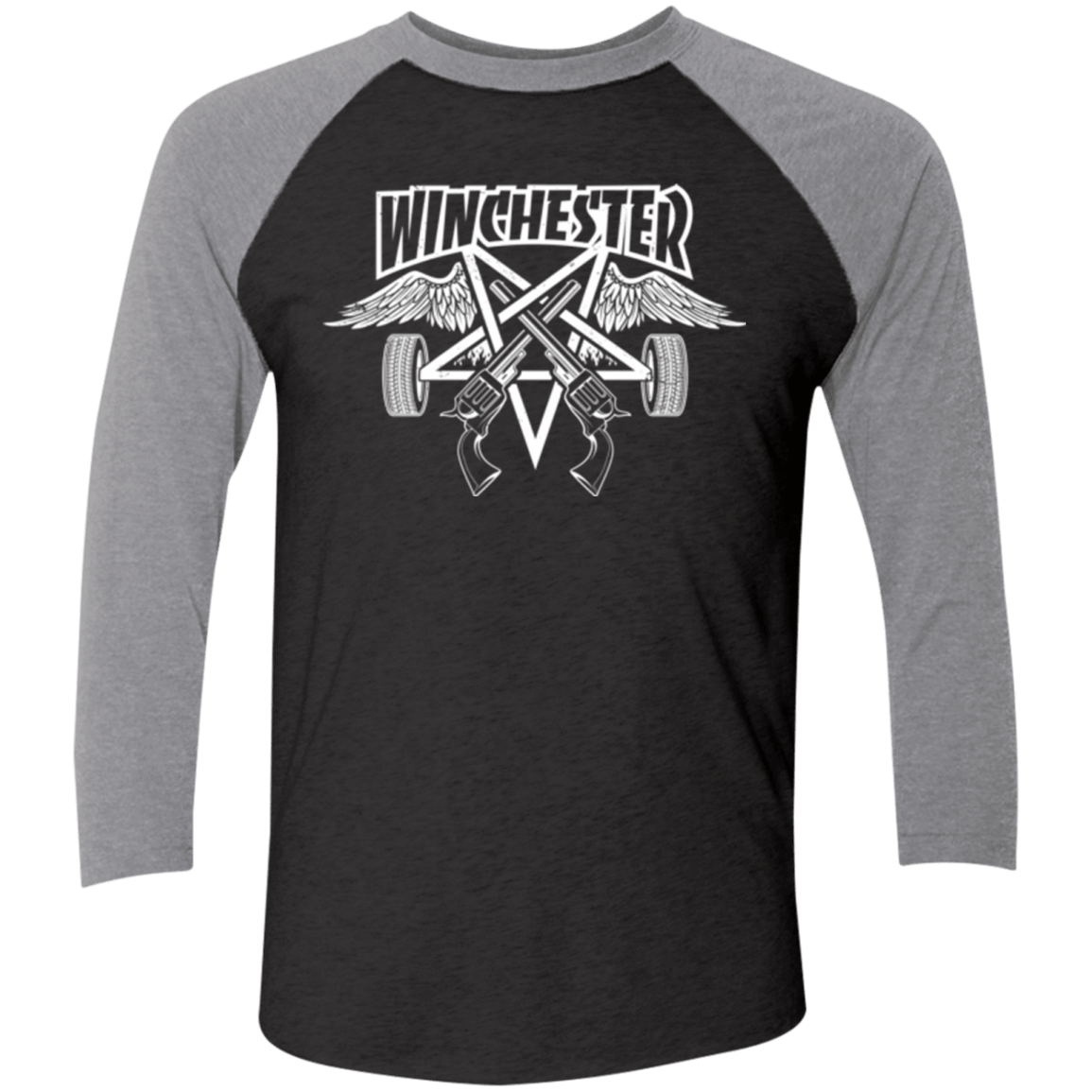 T-Shirts Vintage Black/Premium Heather / X-Small WINCHESTER Men's Triblend 3/4 Sleeve