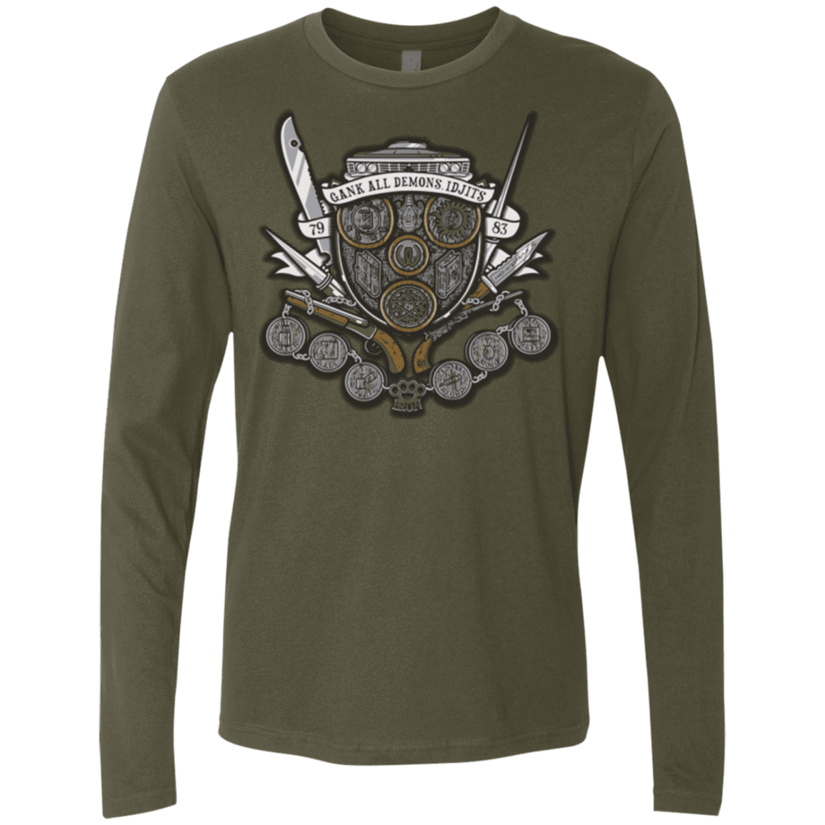 T-Shirts Military Green / Small Winchester's Crest Men's Premium Long Sleeve