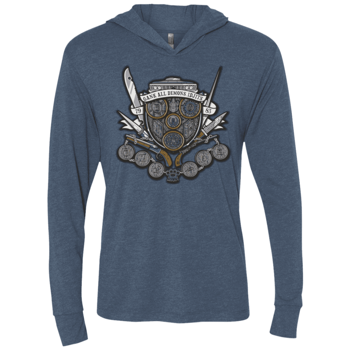 T-Shirts Indigo / X-Small Winchester's Crest Triblend Long Sleeve Hoodie Tee