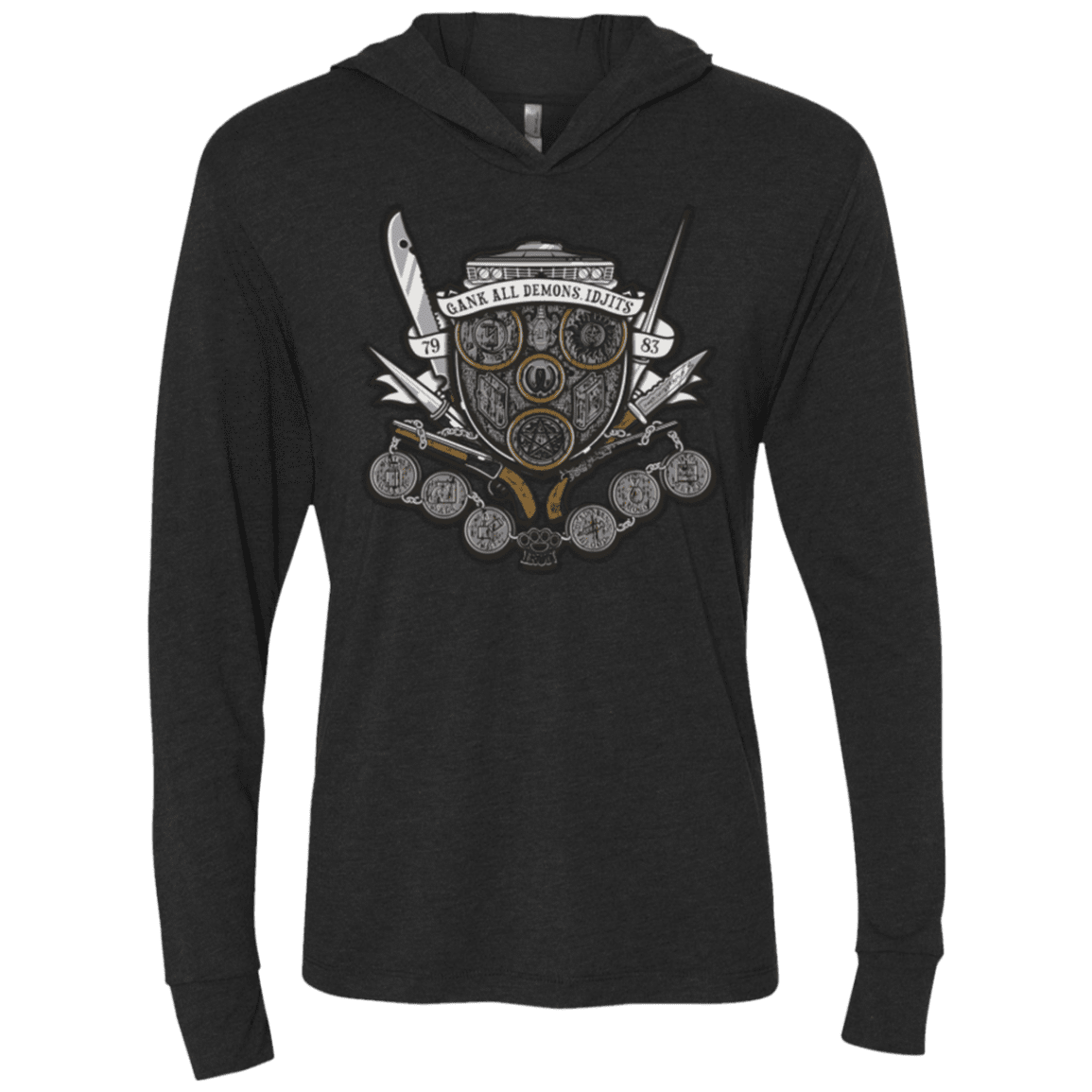 T-Shirts Vintage Black / X-Small Winchester's Crest Triblend Long Sleeve Hoodie Tee