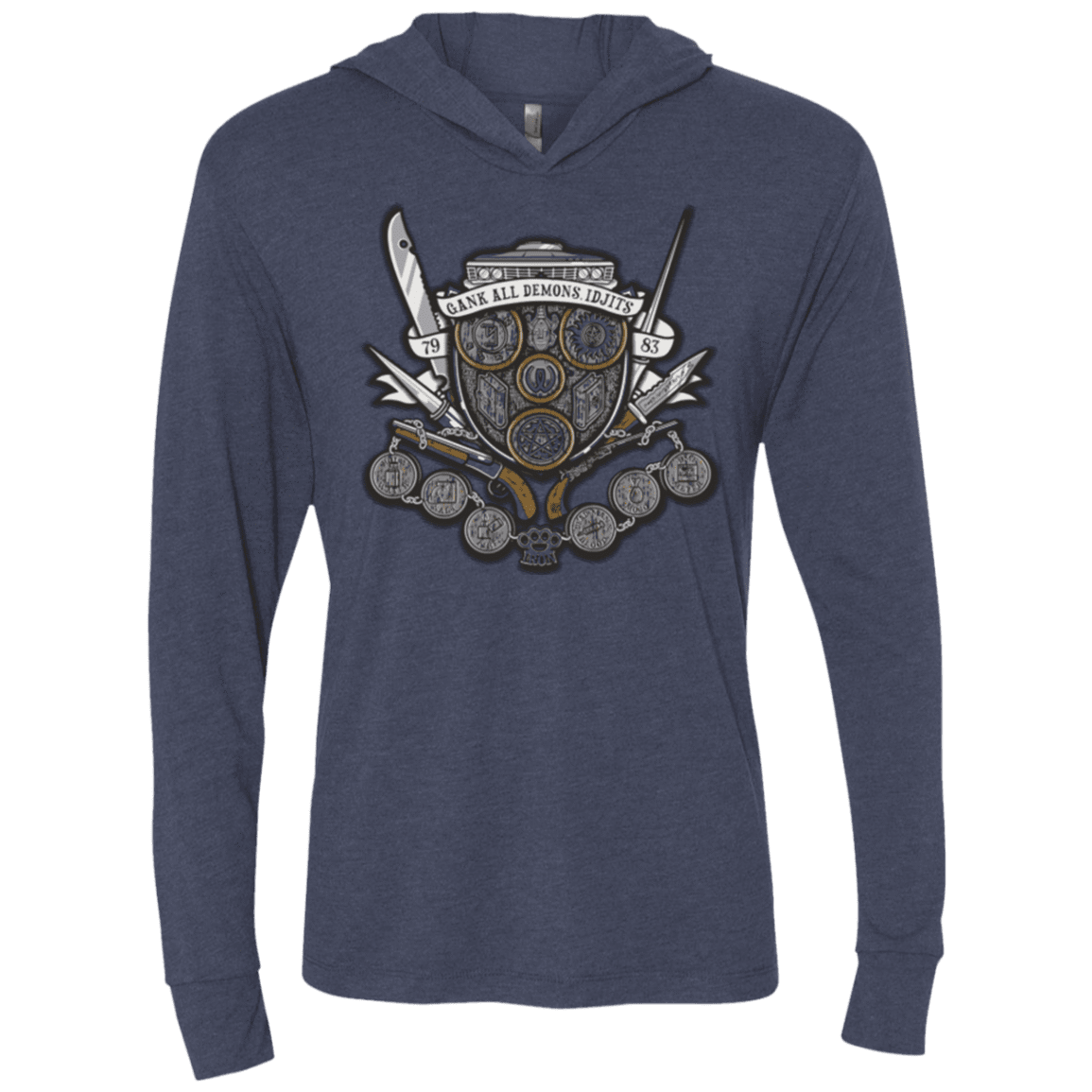 T-Shirts Vintage Navy / X-Small Winchester's Crest Triblend Long Sleeve Hoodie Tee