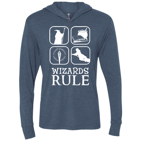T-Shirts Indigo / X-Small Wizards Rule Triblend Long Sleeve Hoodie Tee