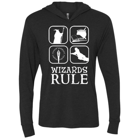 T-Shirts Vintage Black / X-Small Wizards Rule Triblend Long Sleeve Hoodie Tee