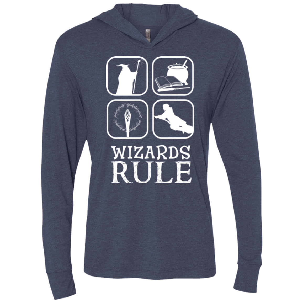 T-Shirts Vintage Navy / X-Small Wizards Rule Triblend Long Sleeve Hoodie Tee