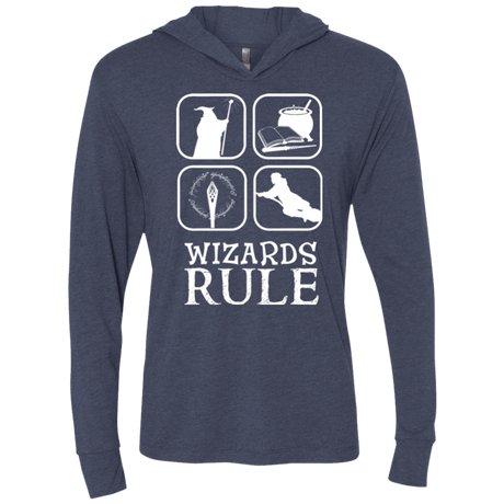 T-Shirts Vintage Navy / X-Small Wizards Rule Triblend Long Sleeve Hoodie Tee