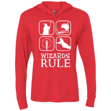 T-Shirts Vintage Red / X-Small Wizards Rule Triblend Long Sleeve Hoodie Tee