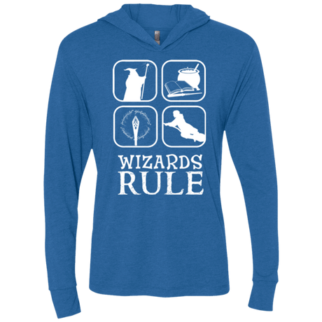 T-Shirts Vintage Royal / X-Small Wizards Rule Triblend Long Sleeve Hoodie Tee