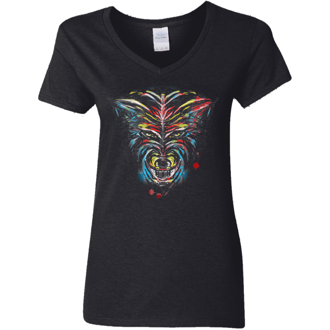 Wolf Stencil Women's V-Neck T-Shirt