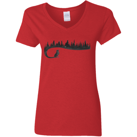 T-Shirts Red / S Wolf Tail Women's V-Neck T-Shirt