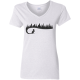 T-Shirts White / S Wolf Tail Women's V-Neck T-Shirt