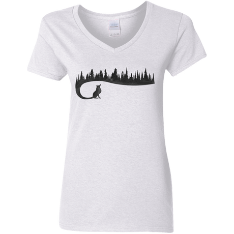 T-Shirts White / S Wolf Tail Women's V-Neck T-Shirt