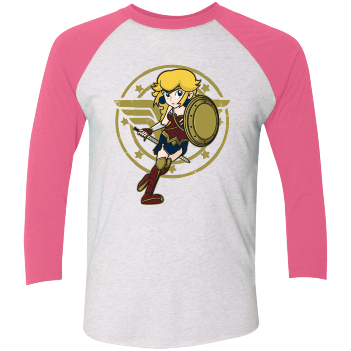 T-Shirts Heather White/Vintage Pink / X-Small Wonder Peach Triblend 3/4 Sleeve