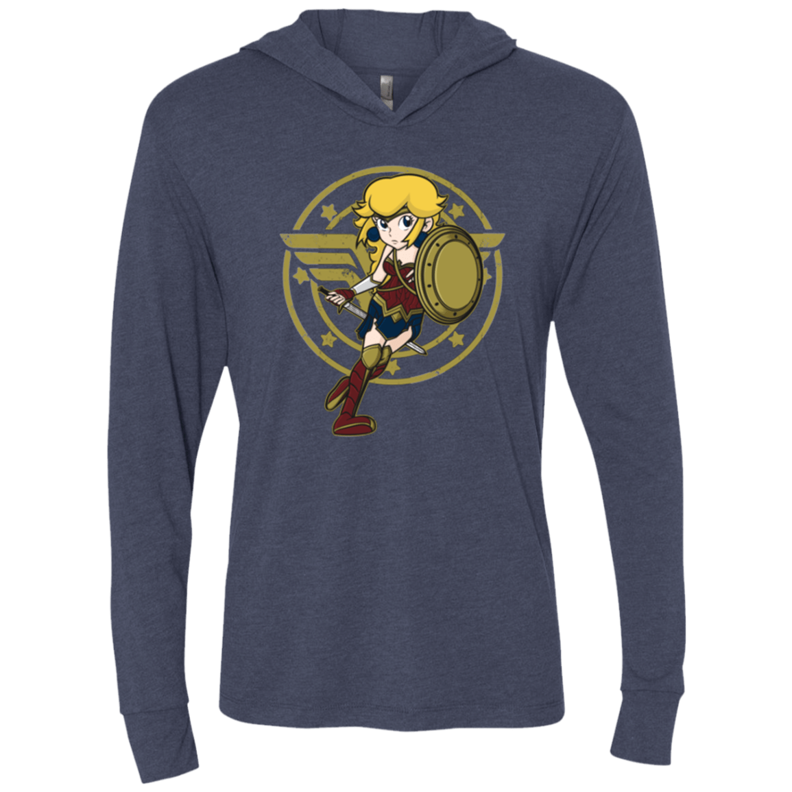 T-Shirts Vintage Navy / X-Small Wonder Peach Triblend Long Sleeve Hoodie Tee