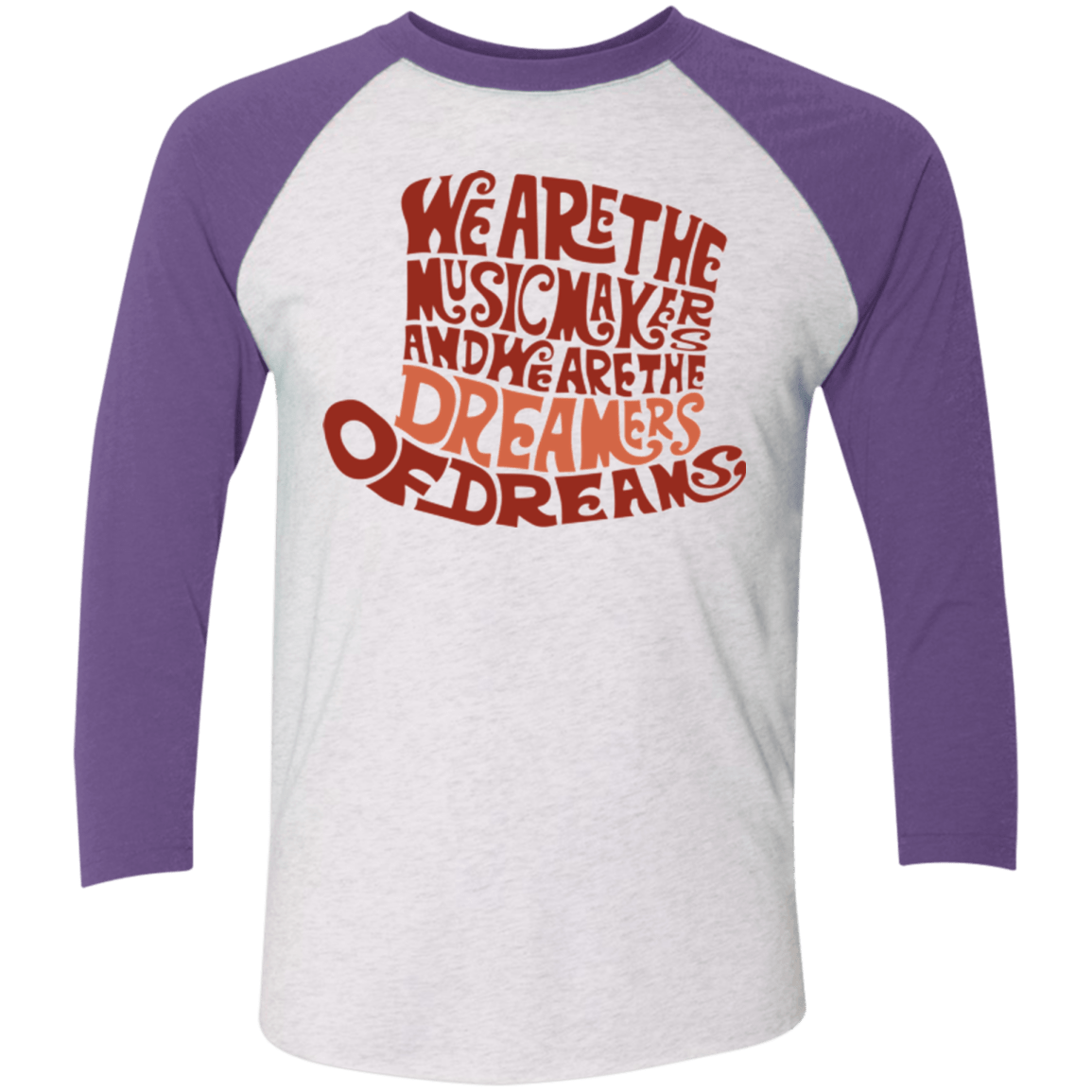 T-Shirts Heather White/Purple Rush / X-Small Wonka Brown Men's Triblend 3/4 Sleeve