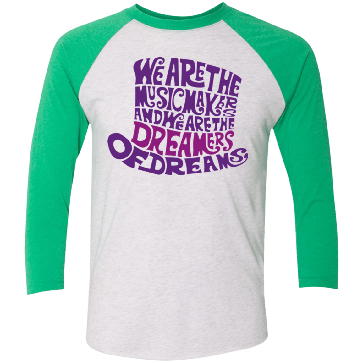 T-Shirts Heather White/Envy / X-Small Wonka Purple Men's Triblend 3/4 Sleeve
