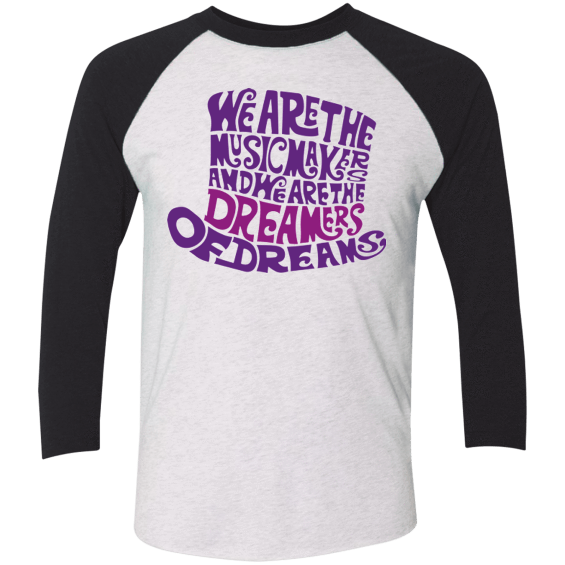 T-Shirts Heather White/Vintage Black / X-Small Wonka Purple Men's Triblend 3/4 Sleeve