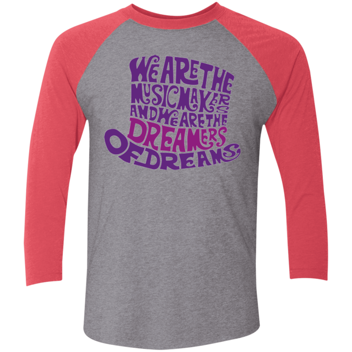 T-Shirts Premium Heather/ Vintage Red / X-Small Wonka Purple Men's Triblend 3/4 Sleeve