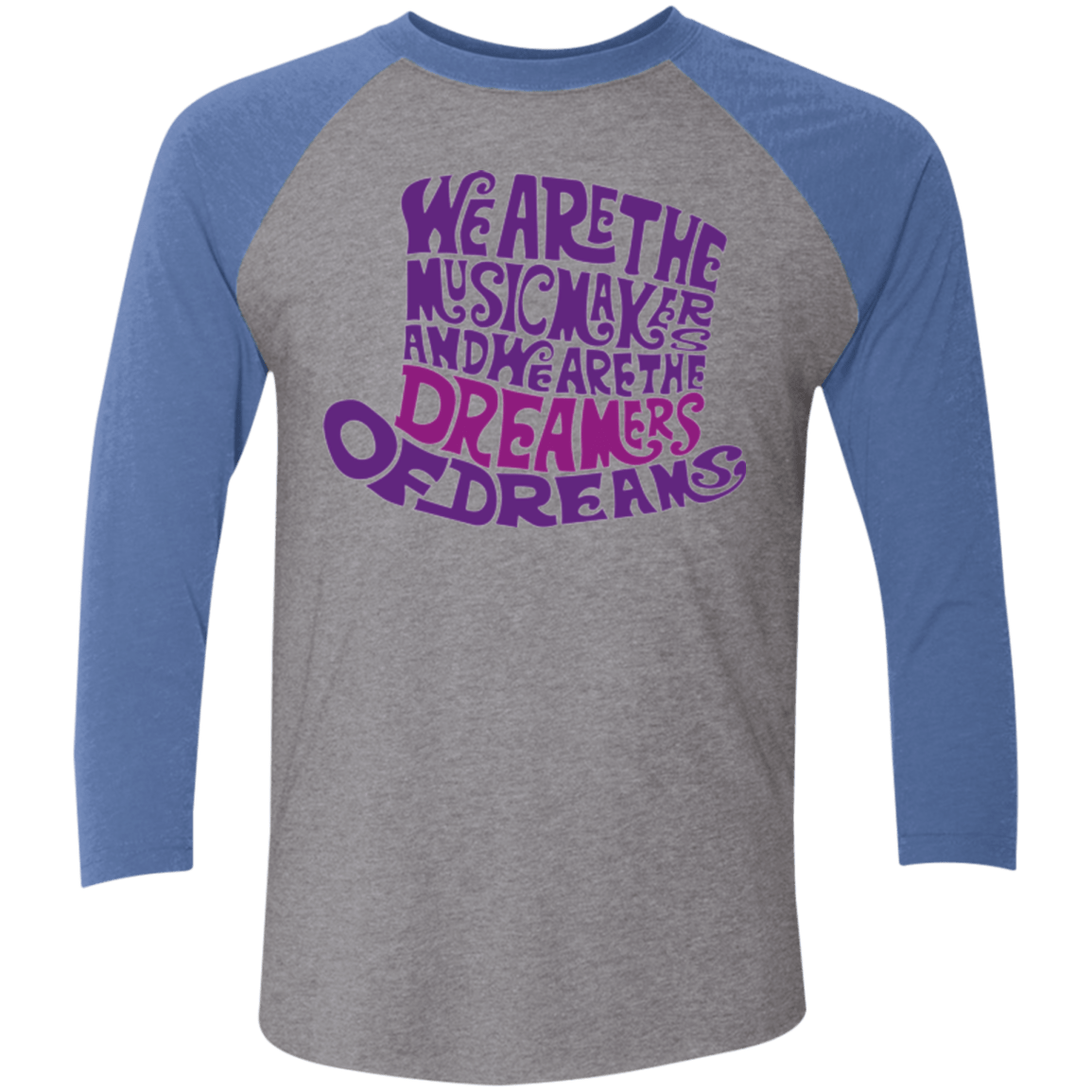 T-Shirts Premium Heather/ Vintage Royal / X-Small Wonka Purple Men's Triblend 3/4 Sleeve
